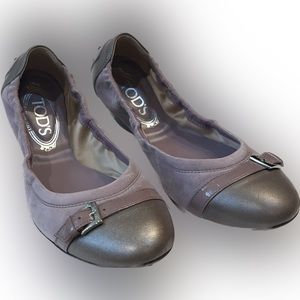 Tod’s Purple Suede and Patent Leather Ballet Flats